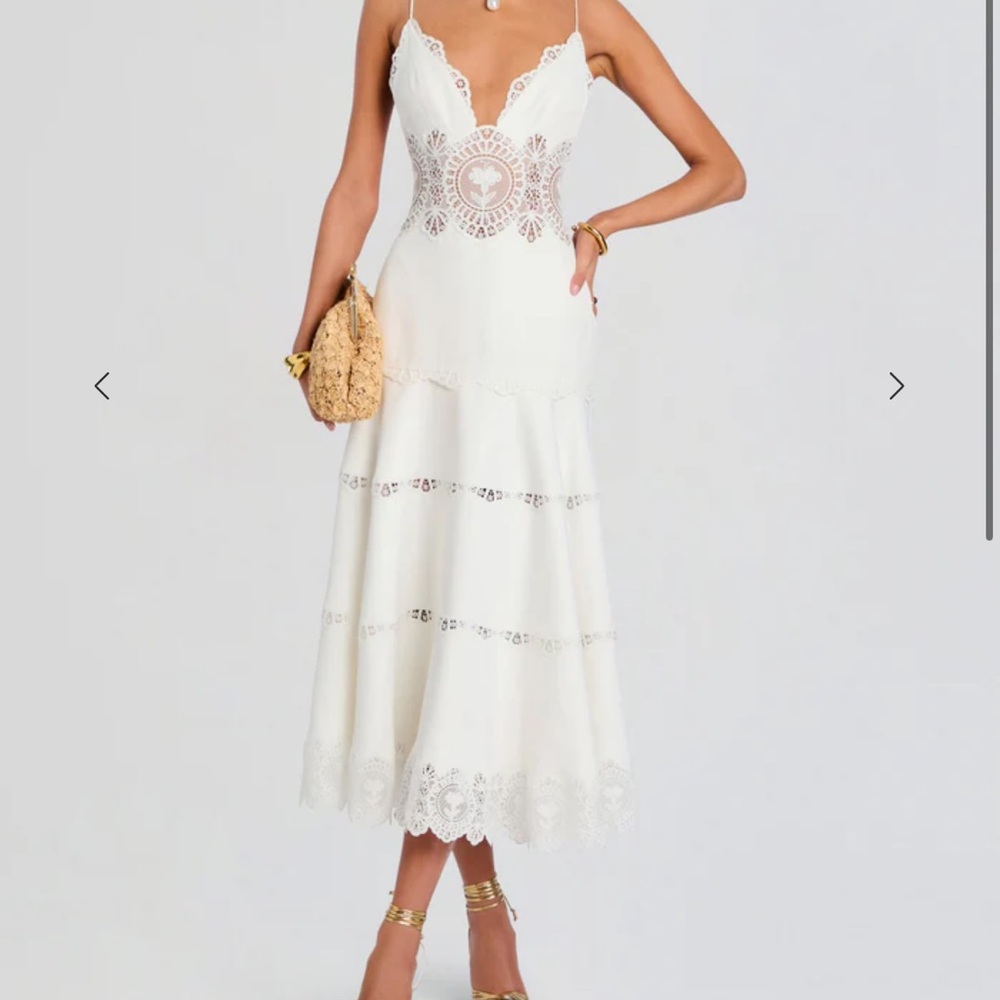 Retrofete white LEILANI DRESS Lace Midi Dress